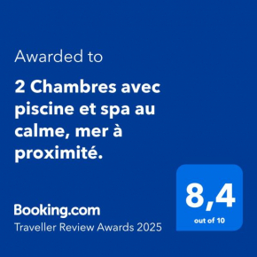 Appartement calme dans villa, piscine et spa et mer